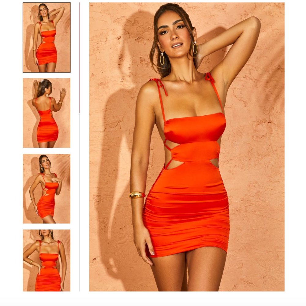 Oh Polly Cut Out mini dress, tangerine